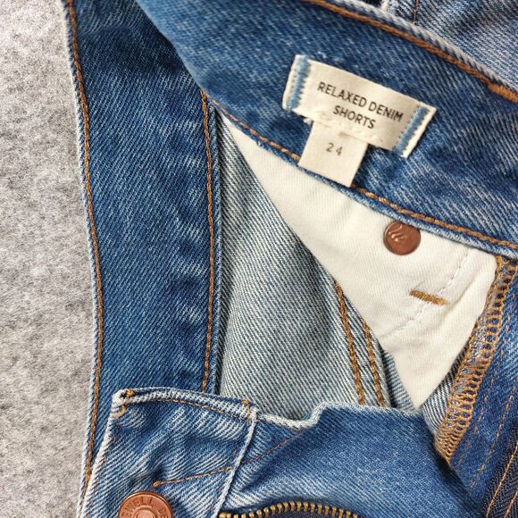 Madewell Denim Shorts Womens 24 Distressed Med Rise Raw Hem Relaxed Fair Trade - Picture 8 of 12